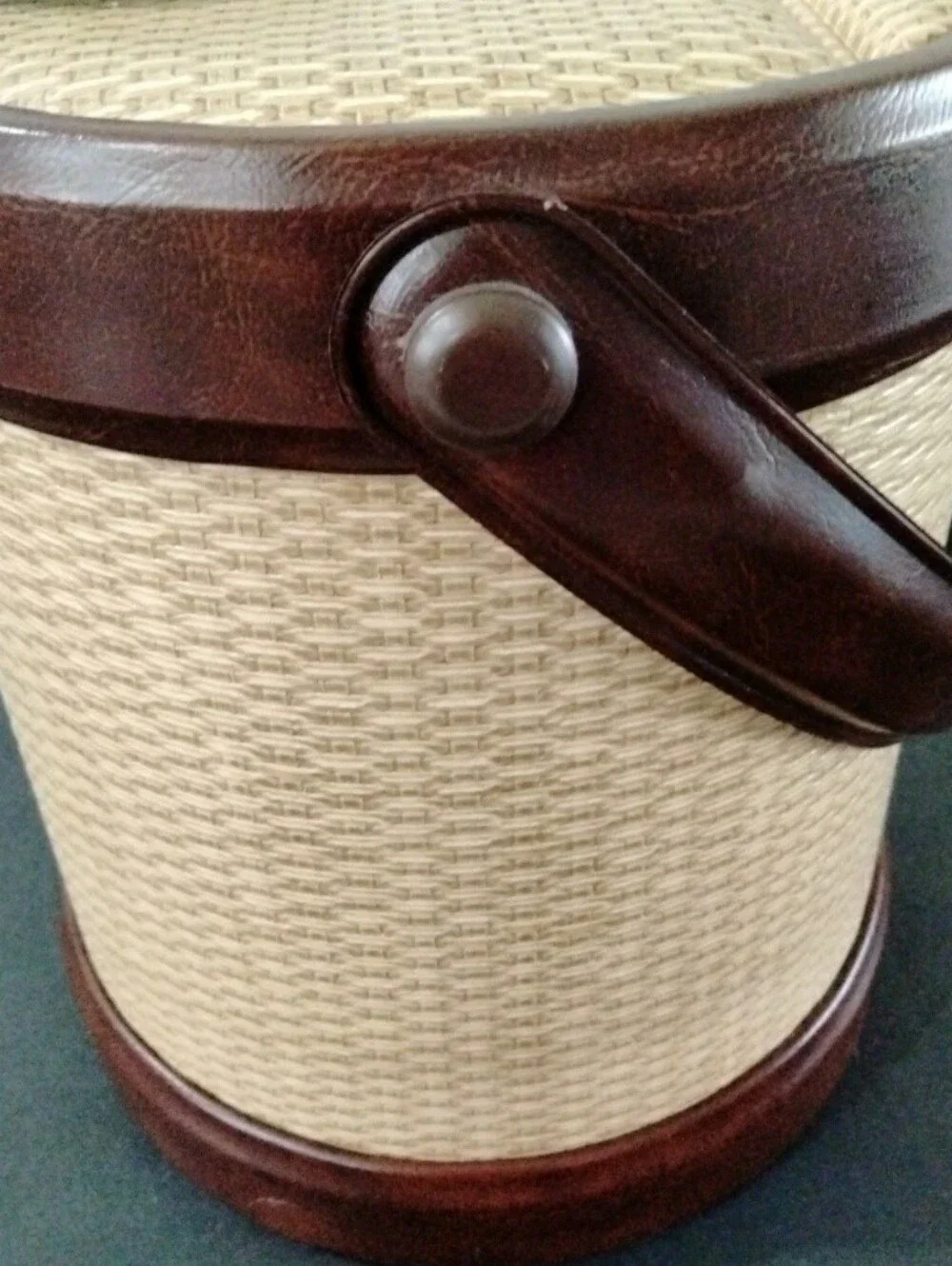 MCM Faux Leather/Tweed Ice Bucket Flip Top Lid EUC